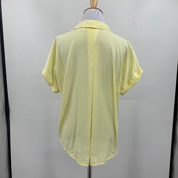 Ecothreads Shirt Women M Medium Yellow Button Up Pocket Short Sleeves Dropcut - Picture 3 of 13